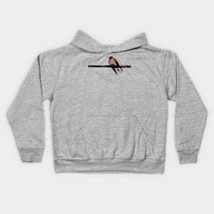 Swallow Bird Perched On a Wire Kids Hoodie